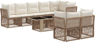 vidaXL Conjunto De Sof&aacute;s De Jard&iacute;n 8 Uds. Beige Rat&aacute;n Sint&eacute;tico Vidaxl