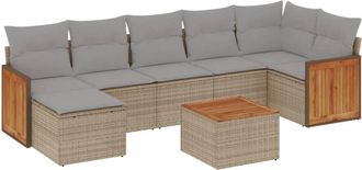 vidaXL Vidaxl - Juego De Sof&aacute;s De Jard&iacute;n Con Cojines Beige 8 Pzas Rat&aacute;n Pe