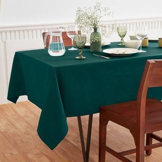 Solino Home Cotton Linen Plain Tablecloth for Dining Table, Holiday and Everyday Table Decor - Dru in Dark Green at Nordstrom, Size Xx-Small