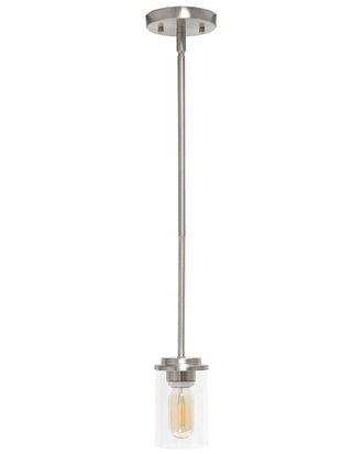 Lalia Home 1-Light 5.75In Minimalist Industrial Farmhouse Adjustable Hanging Clear Cylinder Glass Pendant Fixture