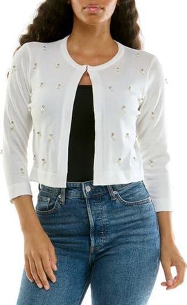 Nina Leonard Faux Pearl & Rhinestone Bolero in Ivory at Nordstrom Rack, Size X-Large