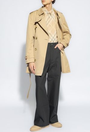 Burberry Kensington Mid Trench Coat, Mens, Beige