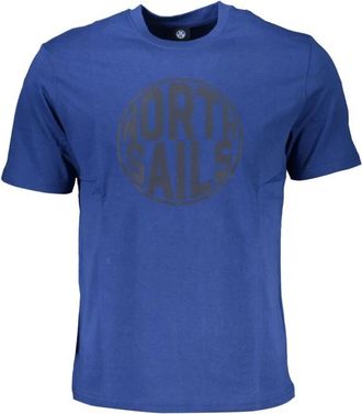 North Sails Blauw Katoen Print Logo T-Shirt - Heren - T-shirts - Blauw - S - Katoen - Tops