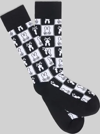 Psycho Bunny Mens All Over Square Bunny Dress Sock 001 BLACK / O/S