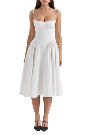 House of CB Samaria Corset Fit & Flare Dress in White at Nordstrom, Size X-Large A
