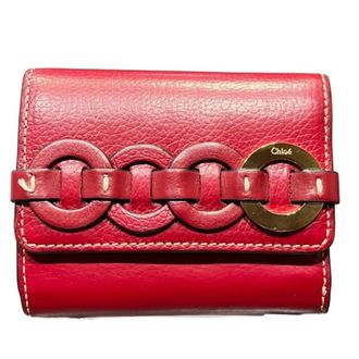 Chlo&eacute; Red Color Leather Wallet (Tri-Fold) (Pre-Owned)