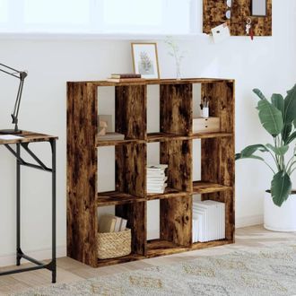 Berkfield Home Decorative Bookcase Smoked Oak 102x32x102 cm Engineered Wood in Brown | Size: 102 x 32 x 102 cm