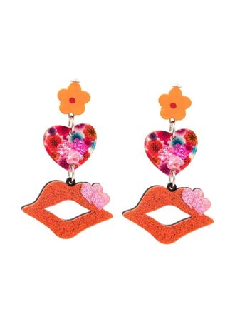 Amir Slama lip-charm drop earrings - Multicolour
