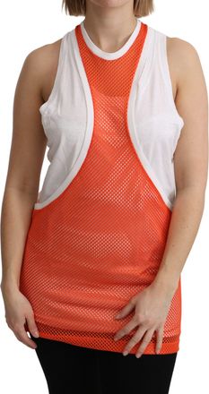 Dsquared2 WoMens Orange White Crewneck Sleeveless Tank T-shirt Dress Top Cotton - Size Medium