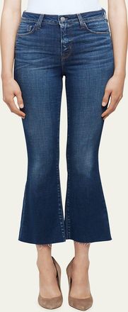 L'agence Kendra High-Rise Crop Flare Jeans with Raw Hem