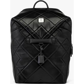 MCM Aren Backpack in Diamond Quilted Leather in Black at Nordstrom