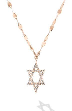 Lana Jewelry 14K Gold Diamond Star of David Pendant Necklace in Rose Gold at Nordstrom, Size 18