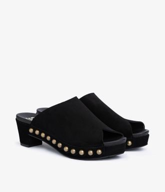 Pedro Garcia Clog in black suede with metallics studs | Nain | Fall Winter 26 |