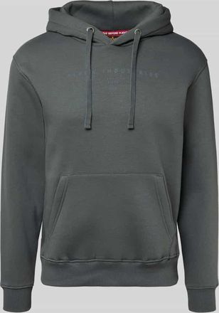 Alpha Industries Alpha Industries Hoodie mit Label-Print und Känguru-Tasche in Dunkelgrau, Größe XXXL