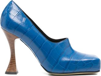 Moschino 100 mm pumps met krokodillen-reliëf - Blauw