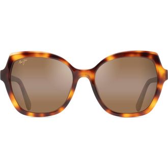 Maui Jim Mamane 55mm PolarizedPlus2 Round Sunglasses in Tortoise at Nordstrom