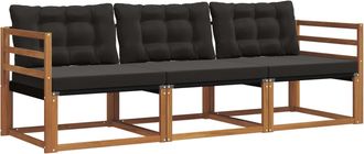 vidaXL Conjunto De Sof&aacute;s De Exterior 3 Uds. Natural Y Negro Vidaxl