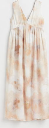 H&M Langes Kleid mit V-Ausschnitt - Beige