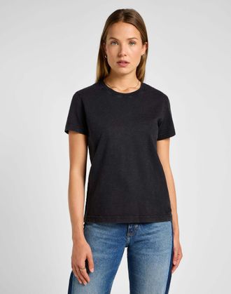 Lee T-Shirt LEE Lee T-shirt Perfect Tee, Damen, Gr. L, schwarz, Obermaterial: 100% Baumwolle CO., Shirts T-Shirt