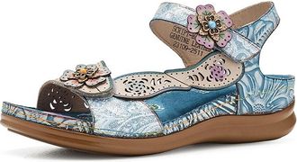 L'Artiste by Spring Step Script Womens Wedge Shoes Blue : EU 41 (US Womens 9.5-10) M, Leather