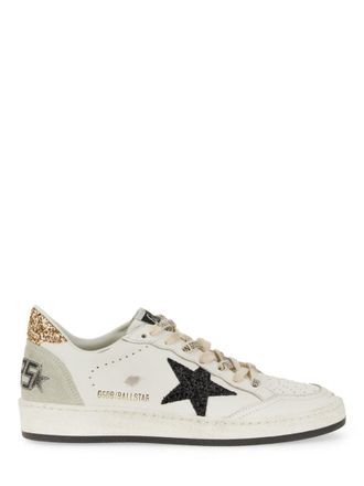 Golden Goose Ballstar Distressed Off-White Leather Sneakers