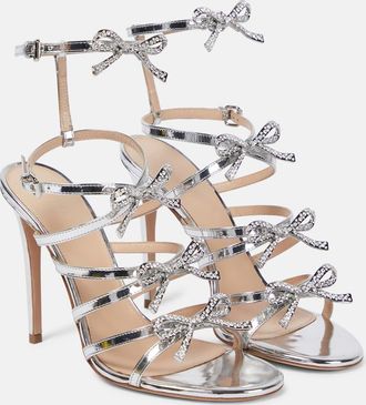 Giambattista Valli Silver Love Bow embellished sandals