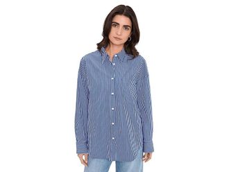 Faherty Coastal Poplin Relaxed Shirt Womens Clothing Endless Coast Stripe : XL, Cotton