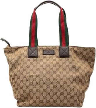Gucci Pre-owned Vintage Tote Bag - Dames - Vintage Shopper - Beige - ONE Size - Leer - Vintage