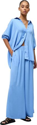 French Connection Dames-shirt met aflopende schouders van Damasco (Korenbloem blauw)