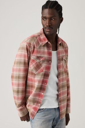 Levi's Barstow Standard Fit Western Shirt - Men - 2XL - Red / Woodrow Plaid Earth Red