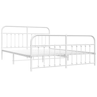 Berkfield Home Metal Bed Frame with Headboard & Footboard White 183x213 cm