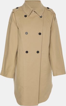Maje Beige Stretch Cotton Double Breasted Coat