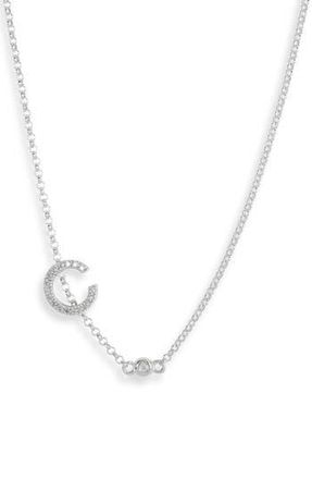Meshmerise Bezel Diamond Initial Chain Necklace - 0.2ct. in White-C at Nordstrom Rack