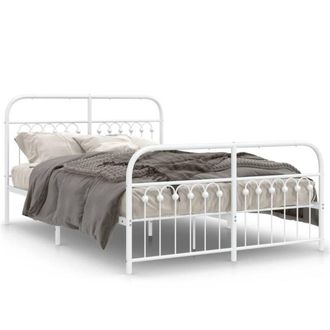 Berkfield Home Metal Bed Frame without Mattress with Footboard White 140x200cm | Size: 140x200 cm