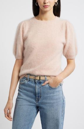 Nordstrom Femme Short Sleeve Brushed Cashmere Sweater in Pink Adobe at Nordstrom, Size Xx-Large