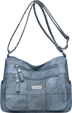 Generic Stylish Women Shoulder Bag Large Capacity Messenger Tote with Secure Zipper Closure for Daily Practical Use (Blue, One Size)
