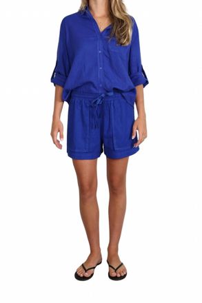 Stateside Womens Linen Patch Pocket Shorts In Deep Sea