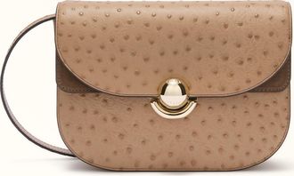 Furla Sfera Borsa A Tracolla S Toffee Pelle Di Vitello Con Stampa Struzzo + Camoscio Donna