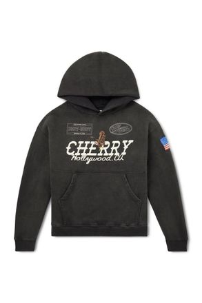 Cherry Los Angeles Hollywood Logo-Print Embroidered Cotton-Jersey Hoodie
