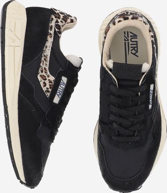 Autry Womens Sneakers Reelwind Ponyskin Black Nylon Trainers