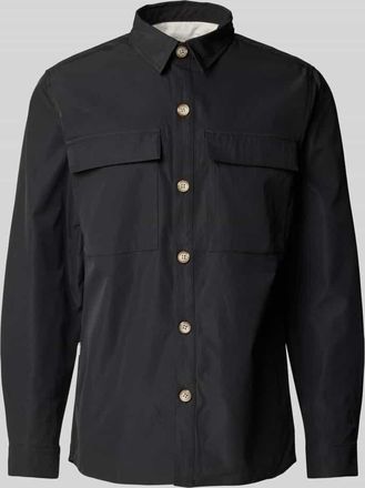 Colours & Sons Regular Fit Hemdjacke mit Brustpattentaschen in Black, Größe XXL