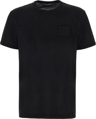 Dolce & Gabbana T-shirt met ronde hals - Heren - T-shirts - Zwart - 2XL - Katoen - Tops