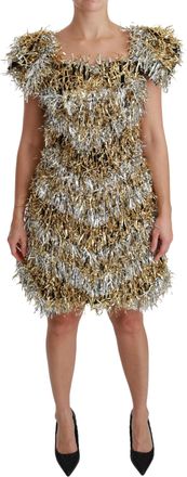 Dolce & Gabbana Vrouwen Sheath Mini Shift Jurk, zilver/goud