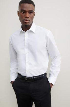 Nordstrom Non-Iron Traditional Fit Solid Cotton Dress Shirt in White at Nordstrom, Size 15.5 - 32