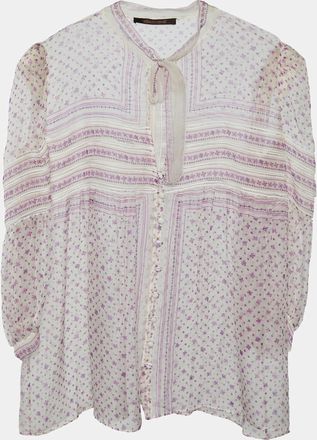 Roberto Cavalli White Floral Printed Silk Top