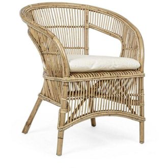 BIZZOTTO Poltrona Consuelo per interno, in Rattan Naturale con cuscino h 82 cm