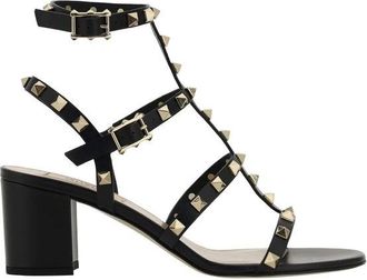 Valentino Garavani Schoenen, Dames, Zwart, 36 EU, Leer, Rockstud High Heel Sandalen