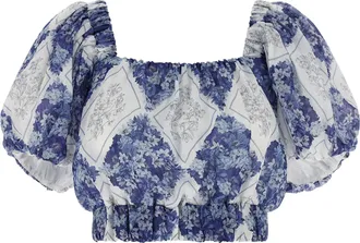 Twinset Blue Ramie Womens Blouse