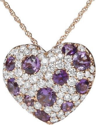 House of Brilliance Haus Of Brilliance 18K Rose Gold 1.90 Ct. Tw. Diamond & Amethyst Pendant Necklace