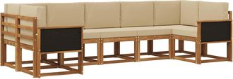 vidaXL Conjunto De Sof&aacute;s De Exterior 7 Uds. Natural Y Beige Vidaxl